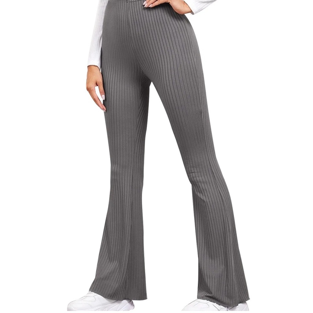 Hollister Cozy Ribbed Wide-Leg Pants – Dark Grey 🖤